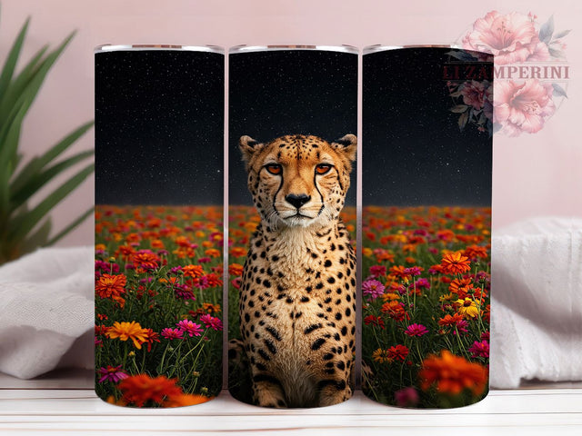 Floral Leopard 3D Tumbler Wrap, Floral Leopard Tumbler, 3D Animal Print Wrap, Wildflower Tumbler Design, Boho Leopard Mug, Jungle Theme Cup, Sublimation Tumbler Wrap Sublimation Li Zamperini 
