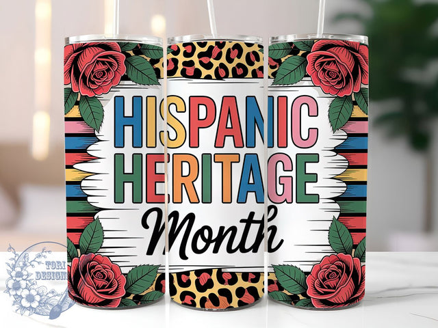 Floral Leopard Fiesta Tumbler, Roses Tumbler Wrap, Hispanic Heritage Mug, 20Oz Sublimation Design, Fiesta Coffee Cup, Floral Leopard Drinkware, Latin Pride Tumbler Sublimation ToriDesigns 