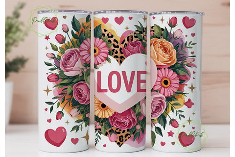 Floral Leopard Love 20oz Tumbler Wrap Sublimation PixelChick 