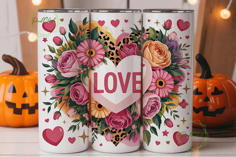 Floral Leopard Love 20oz Tumbler Wrap Sublimation PixelChick 