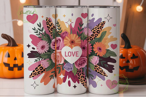 Floral Leopard Love 20oz Tumbler Wrap Sublimation PixelChick 