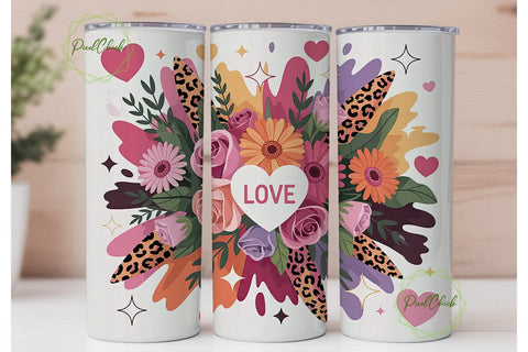Floral Leopard Love 20oz Tumbler Wrap Sublimation PixelChick 