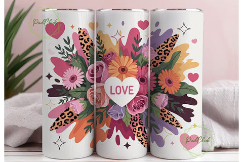 Floral Leopard Love 20oz Tumbler Wrap Sublimation PixelChick 