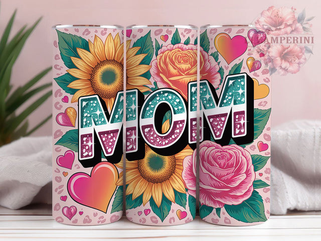 Floral Leopard Mom 20oz Tumbler, Glitter Tumbler Wrap, Sublimation Wrap, 20oz Tumbler Design, Mother’s Day Gift, PNG Tumbler Wrap, Mom Quote Sublimation Li Zamperini 
