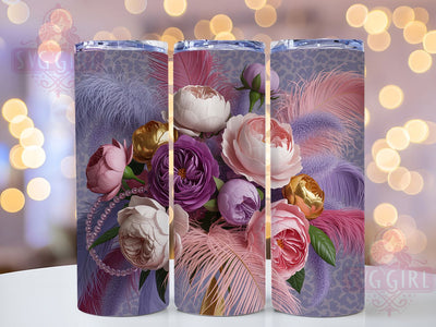 Floral Leopard Seamless Tumbler, Leopard Print Tumbler, Womens Cup Design, 20oz Sublimation Wrap, Animal Floral Tumbler, Feminine Leopard Cup, Skinny Seamless Wrap Sublimation SvggirlplusArt 