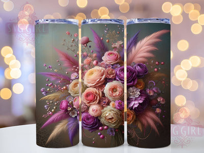 Floral Leopard Seamless Tumbler, Leopard Print Tumbler, Womens Cup Design, 20oz Sublimation Wrap, Animal Floral Tumbler, Feminine Leopard Cup, Skinny Seamless Wrap Sublimation SvggirlplusArt 