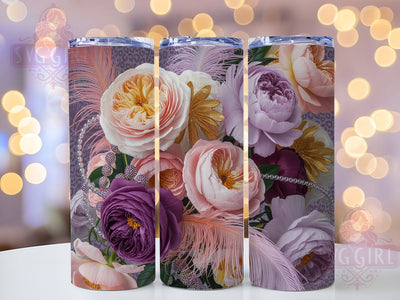 Floral Leopard Seamless Tumbler, Leopard Print Tumbler, Womens Cup Design, 20oz Sublimation Wrap, Animal Floral Tumbler, Feminine Leopard Cup, Skinny Seamless Wrap Sublimation SvggirlplusArt 