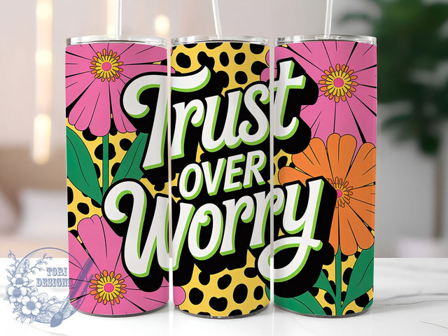 Floral Leopard Trust Quote Tumbler, Floral Leopard Wrap, 20Oz Skinny Tumbler, Positive Affirmation Sublimation, Inspirational Quote Tumbler, Animal Print Wrap, Motivational Leopard Design Sublimation ToriDesigns 