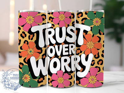 Floral Leopard Trust Quote Tumbler, Floral Leopard Wrap, 20Oz Skinny Tumbler, Positive Affirmation Sublimation, Inspirational Quote Tumbler, Animal Print Wrap, Motivational Leopard Design Sublimation ToriDesigns 