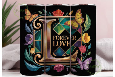 Floral Letter L Monogram Tumbler Wrap Sublimation PixelChick 