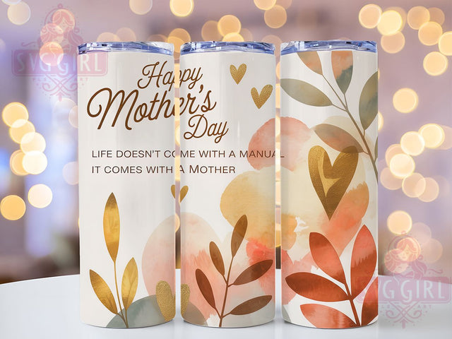 Floral Life Lesson 20oz Tumbler, Floral Mom, Life Lesson Quote, It Comes With A Mother, Happy Mother's Day, Sublimation Design, Tumbler Wrap Sublimation SvggirlplusArt 