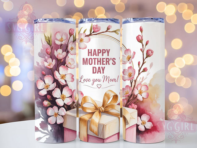 Floral Love Mom 20oz Tumbler, Floral Tumbler, Love You Mom, Happy Mother's Day, 20oz Tumbler Wrap, Sublimation Design, Gift For Mom Sublimation SvggirlplusArt 