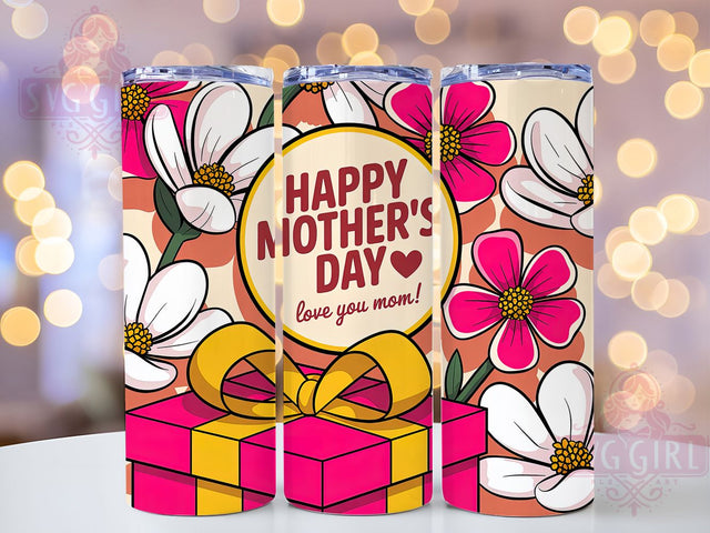 Floral Love Mom 20oz Tumbler, Floral Tumbler, Love You Mom, Happy Mother's Day, 20oz Tumbler Wrap, Sublimation Design, Gift For Mom Sublimation SvggirlplusArt 