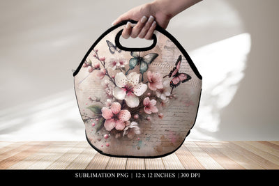 Floral Lunch Bag Design, Sublimation Lunch Tote Graphic Sublimation BijouBay 