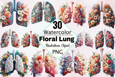Floral Lung Sublimation Clipart Bundle Sublimation SVGArt 