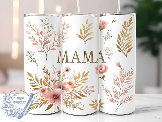 Floral Mama 20oz Skinny Tumbler, Mama Tumbler Png, Straight & Tapered Tumbler Wrap, Instant Digital Download Sublimation ToriDesigns 