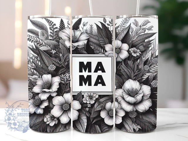 Floral Mama 20oz Skinny Tumbler, Mama Tumbler Png, Straight & Tapered Tumbler Wrap, Instant Digital Download Sublimation ToriDesigns 
