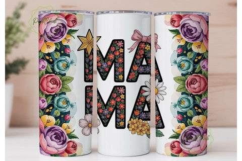 Floral MAMA 20oz Tumbler Wrap Sublimation PixelChick 