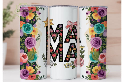Floral MAMA 20oz Tumbler Wrap Sublimation PixelChick 