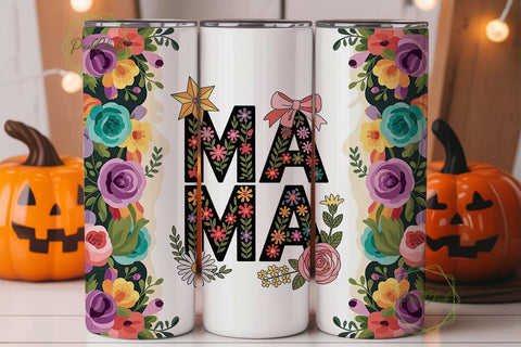 Floral MAMA 20oz Tumbler Wrap Sublimation PixelChick 