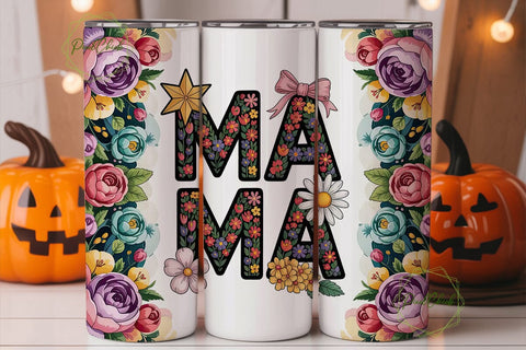 Floral MAMA 20oz Tumbler Wrap Sublimation PixelChick 