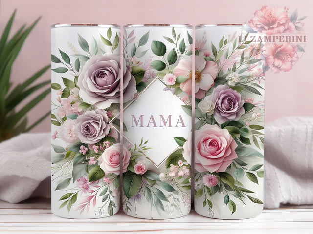 Floral Mama Chic Tumbler, Seamless Floral Pattern, Elegant Bloom Wrap, Feminine Chic Style, Mother’s Day Design, Romantic Garden Print, Cute Nature Motif, 20Oz Tumbler, Sublimation Sublimation Li Zamperini 