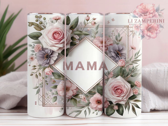 Floral Mama Chic Tumbler, Seamless Floral Pattern, Elegant Bloom Wrap, Feminine Chic Style, Mother’s Day Design, Romantic Garden Print, Cute Nature Motif, 20Oz Tumbler, Sublimation Sublimation Li Zamperini 