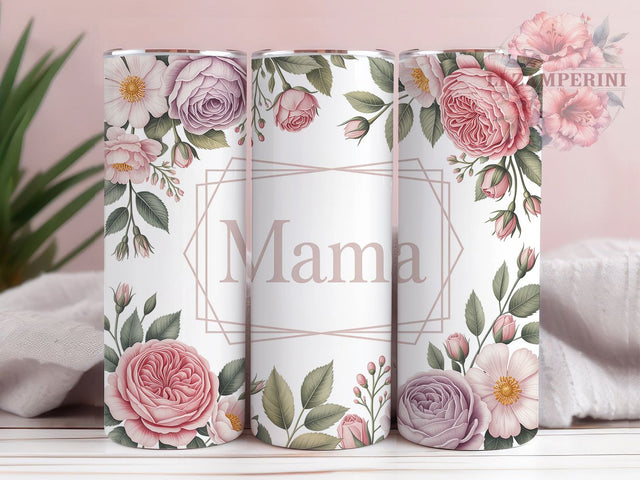 Floral Mama Chic Tumbler, Seamless Floral Pattern, Elegant Bloom Wrap, Feminine Chic Style, Mother’s Day Design, Romantic Garden Print, Cute Nature Motif, 20Oz Tumbler, Sublimation Sublimation Li Zamperini 