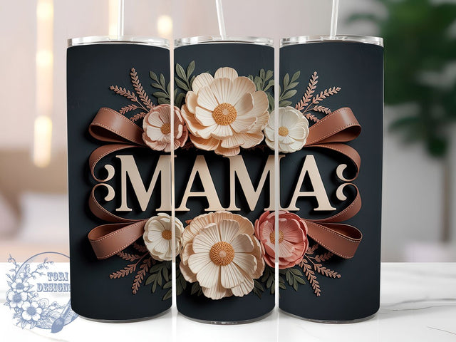 Floral Mama Contrast 20oz Tumbler, Sublimation Gift, Floral Mama Mug, 20oz Tumbler Design, Flower Contrast Graphic, Mom Appreciation Theme, Lifestyle Wrap Sublimation ToriDesigns 