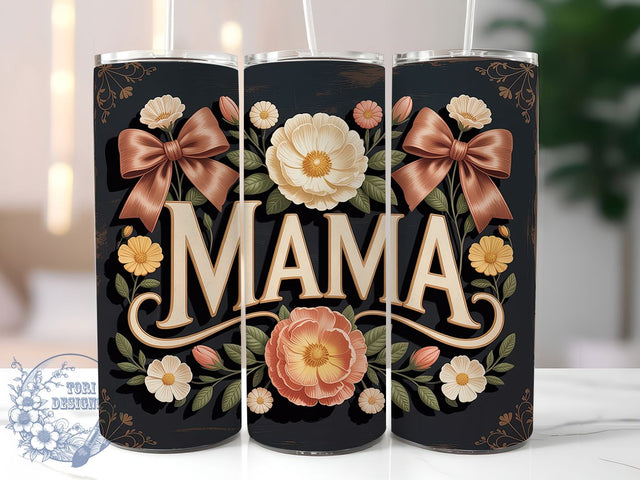 Floral Mama Contrast 20oz Tumbler, Sublimation Gift, Floral Mama Mug, 20oz Tumbler Design, Flower Contrast Graphic, Mom Appreciation Theme, Lifestyle Wrap Sublimation ToriDesigns 