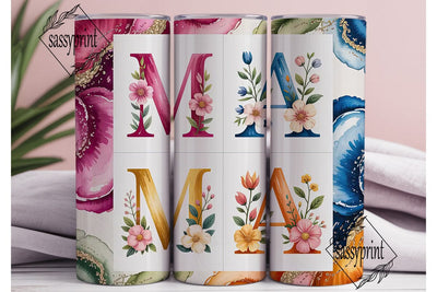 Floral MAMA Glitter 20oz Tumbler Wrap Sublimation sassyprint 