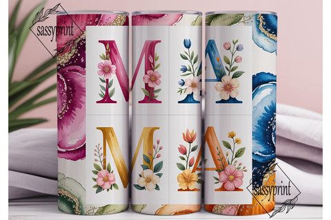 Floral MAMA Glitter 20oz Tumbler Wrap Sublimation sassyprint 
