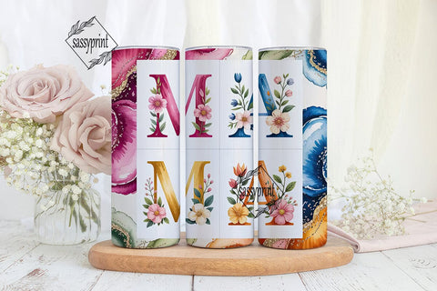 Floral MAMA Glitter 20oz Tumbler Wrap Sublimation sassyprint 