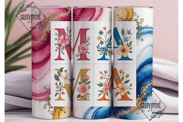 Floral MAMA Glitter 20oz Tumbler Wrap Sublimation sassyprint 