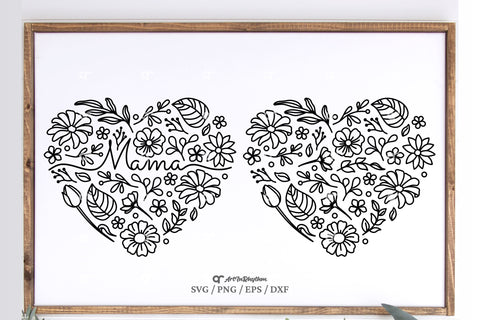 Floral Mama Heart Svg, Mama Svg, Mother's Day Svg, Heart Svg SVG Artinrhythm shop 