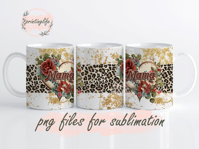 Floral Mama Mug Wrap Design, Instant Digital Design Download Mug Wrap Design, Mug Design PNG Sublimation PrintingLife 