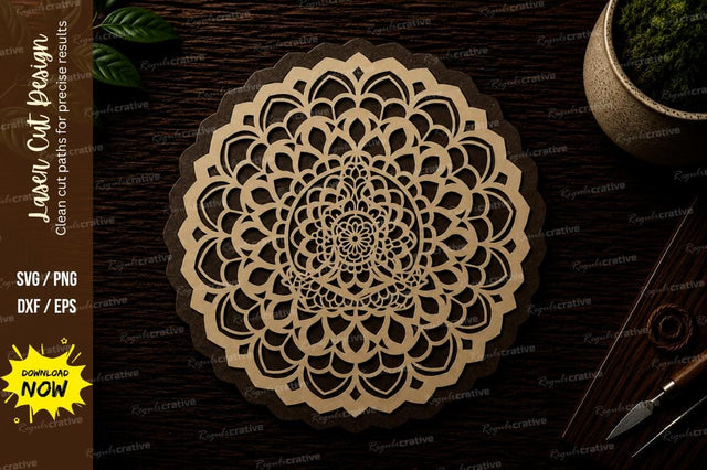 Floral Mandala Circle Ornament Laser Cut SVG File SVG Regulrcrative 