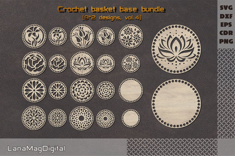 Floral Mandala crochet basket base svg Macrame bottom SVG LanaMagDigital 