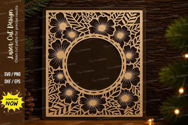 Floral Mandala Frame Laser Cut Svg Design SVG Regulrcrative 