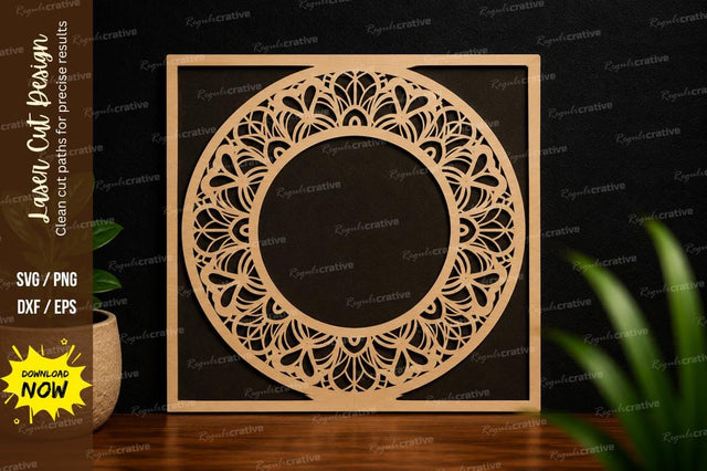 Floral Mandala Frame Laser Cut SVG SVG Regulrcrative 