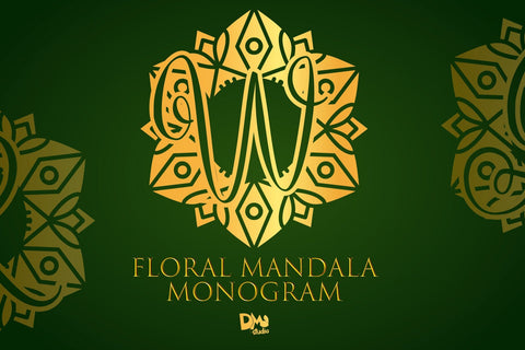 Floral Mandala Monogram Font Dm Letter Studio 