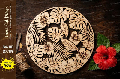 Floral Mandala Round Laser Cut Design SVG | Intricate Flower Circle Pattern for Wood Cutting SVG Regulrcrative 