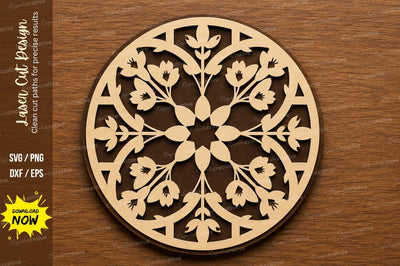 Floral Mandala Round Ornament Laser Cut SVG File SVG Regulrcrative 