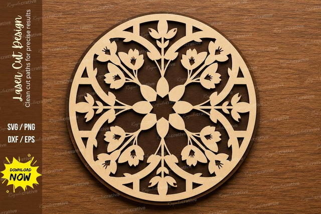Floral Mandala Round Ornament Laser Cut SVG File SVG Regulrcrative 