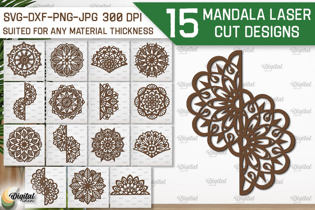 Floral Mandala Wall Art Laser Cut Bundle. Wall Decor SVG SVG Evgenyia Guschina 
