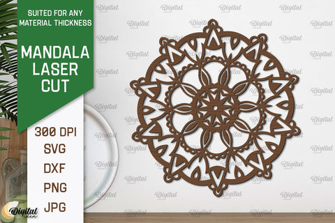 Floral Mandala Wall Art Laser Cut Bundle. Wall Decor SVG SVG Evgenyia Guschina 