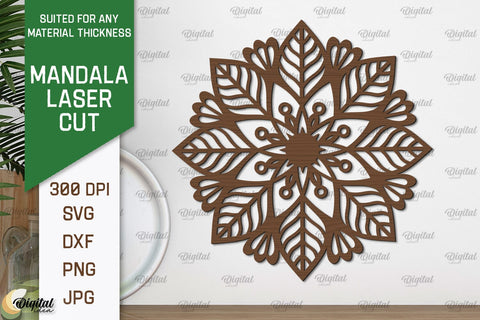 Floral Mandala Wall Art Laser Cut Bundle. Wall Decor SVG SVG Evgenyia Guschina 