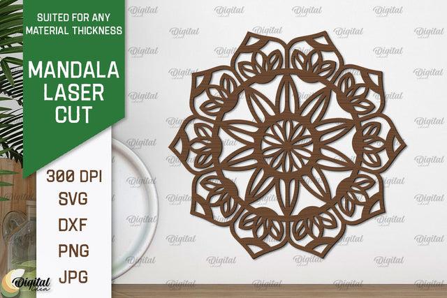 Floral Mandala Wall Art Laser Cut. Wall Decor SVG Design SVG Evgenyia Guschina 
