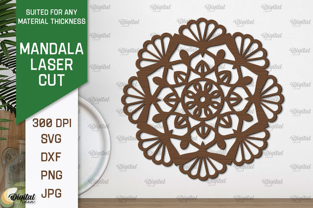 Floral Mandala Wall Art Laser Cut. Wall Decor SVG Design SVG Evgenyia Guschina 
