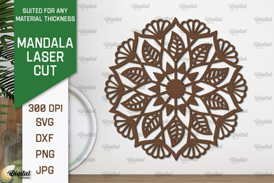 Floral Mandala Wall Art Laser Cut. Wall Decor SVG Design SVG Evgenyia Guschina 